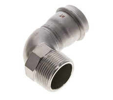 90-Grad-Winkel-Pressfitting - 35 mm Innengewinde und R 1-1/4'' Außengewinde - Edelstahl
