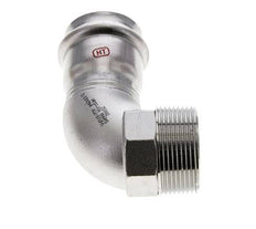 90-Grad-Winkel-Pressfitting - 42 mm Innengewinde und R 1-1/2'' Außengewinde - Edelstahl