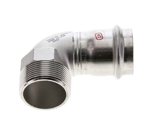 90-Grad-Winkel-Pressfitting - 42 mm Innengewinde und R 1-1/2'' Außengewinde - Edelstahl