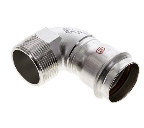 90-Grad-Winkel-Pressfitting - 42 mm Innengewinde und R 1-1/2'' Außengewinde - Edelstahl