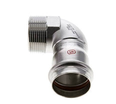 90-Grad-Winkel-Pressfitting - 42 mm Innengewinde und R 1-1/2'' Außengewinde - Edelstahl