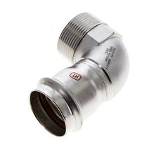 90-Grad-Winkel-Pressfitting - 42 mm Innengewinde und R 1-1/2'' Außengewinde - Edelstahl