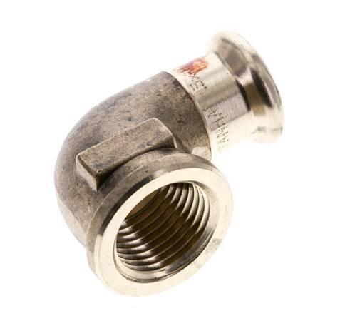 90-Grad-Winkel-Pressfitting - 15 mm Innengewinde & Rp 1/2'' Innengewinde - Kupferlegierung
