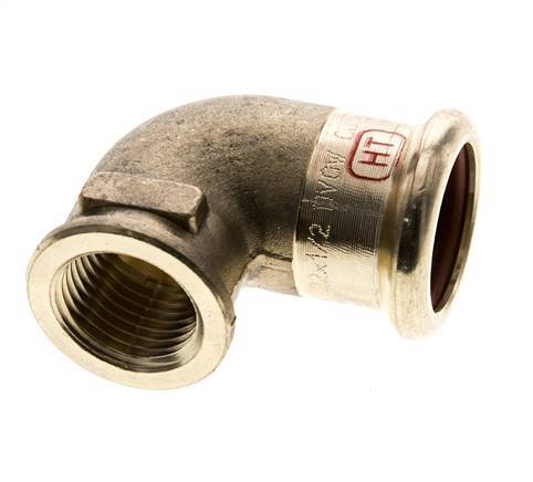 90-Grad-Winkel-Pressfitting - 22 mm Innengewinde & Rp 1/2'' Innengewinde - Kupferlegierung