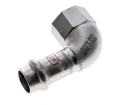90deg Elbow Press Fitting - 15mm Female & Rp 1/2'' Female - Stainless Steel