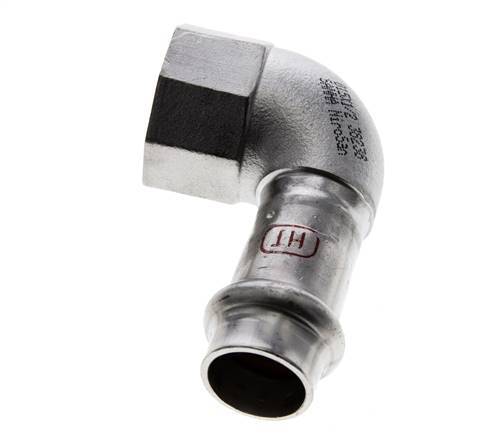 90-Grad-Winkel-Pressfitting - 15 mm Innengewinde & Rp 1/2'' Innengewinde - Edelstahl