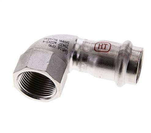 90-Grad-Winkel-Pressfitting - 22 mm Innengewinde & Rp 3/4'' Innengewinde - Edelstahl