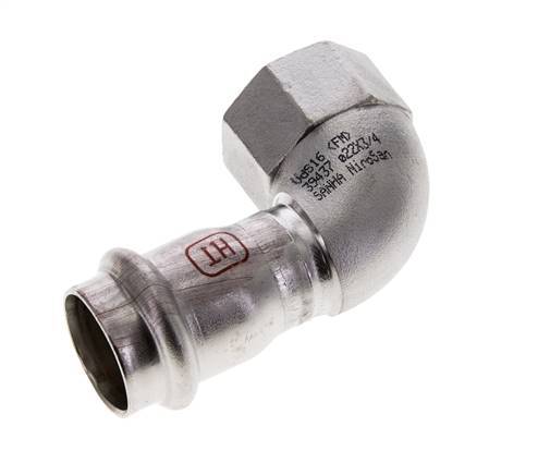90-Grad-Winkel-Pressfitting - 22 mm Innengewinde & Rp 3/4'' Innengewinde - Edelstahl