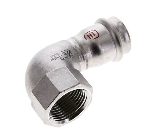 90-Grad-Winkel-Pressfitting - 28 mm Innengewinde & Rp 1'' Innengewinde - Edelstahl
