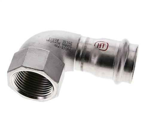 90-Grad-Winkel-Pressfitting - 28 mm Innengewinde & Rp 1'' Innengewinde - Edelstahl