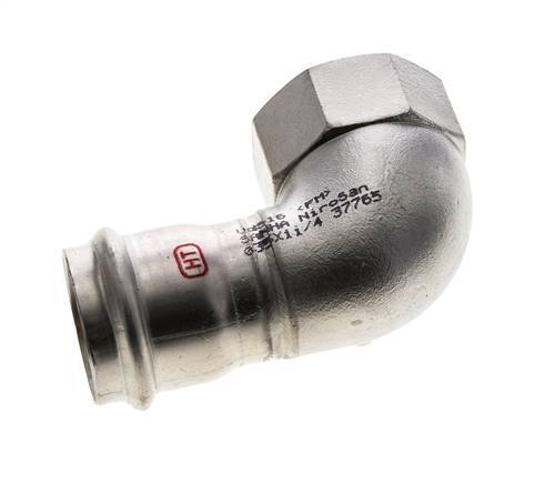 90-Grad-Winkel-Pressfitting - 35 mm Innengewinde & Rp 1-1/4'' Innengewinde - Edelstahl