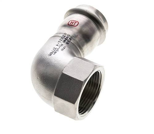 90-Grad-Winkel-Pressfitting - 35 mm Innengewinde & Rp 1-1/4'' Innengewinde - Edelstahl