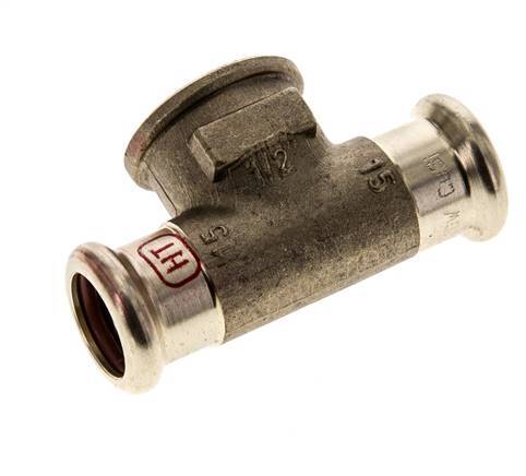Tee Press Fitting - 15mm Female & Rp 1/2'' Female - Copper alloy