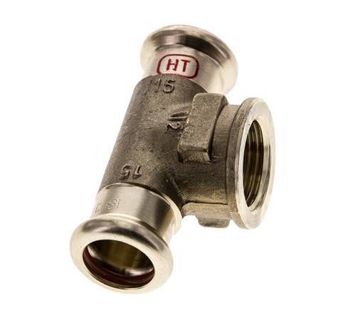 Tee Press Fitting - 15mm Female & Rp 1/2'' Female - Copper alloy