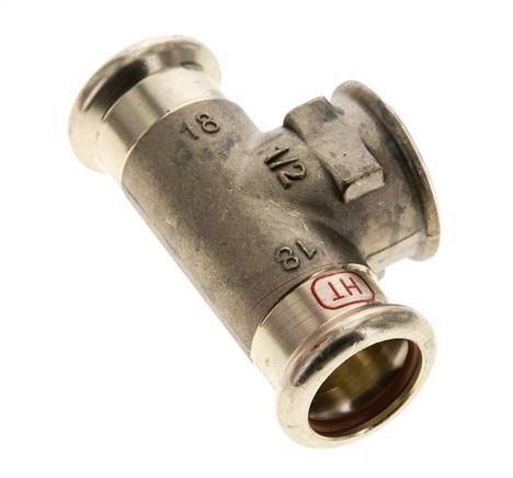 T-Pressfitting - 18mm Innengewinde & Rp 1/2'' Innengewinde - Kupferlegierung