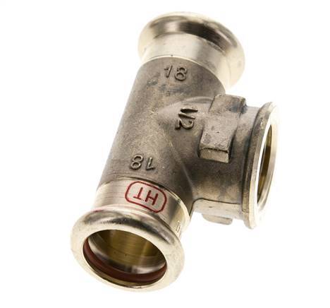T-Pressfitting - 18mm Innengewinde & Rp 1/2'' Innengewinde - Kupferlegierung