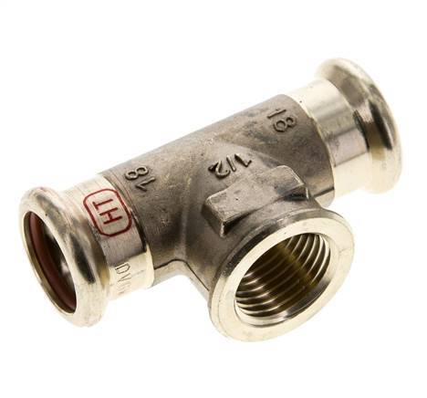 T-Pressfitting - 18mm Innengewinde & Rp 1/2'' Innengewinde - Kupferlegierung