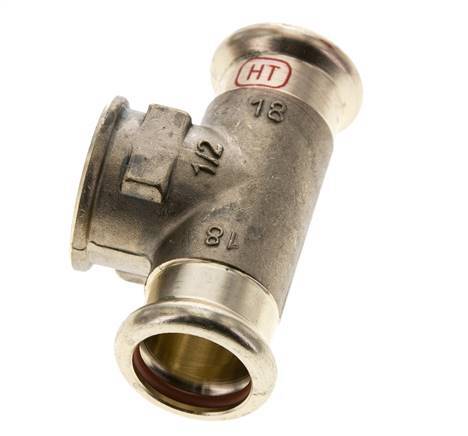 T-Pressfitting - 18mm Innengewinde & Rp 1/2'' Innengewinde - Kupferlegierung