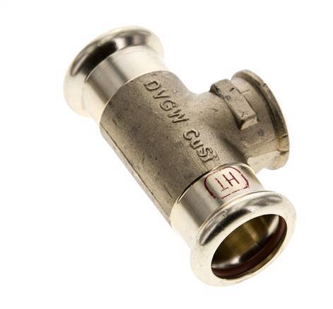 T-Pressfitting - 22mm Innengewinde & Rp 1/2'' Innengewinde - Kupferlegierung