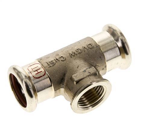 T-Pressfitting - 22mm Innengewinde & Rp 1/2'' Innengewinde - Kupferlegierung