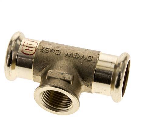T-Pressfitting - 22mm Innengewinde & Rp 1/2'' Innengewinde - Kupferlegierung