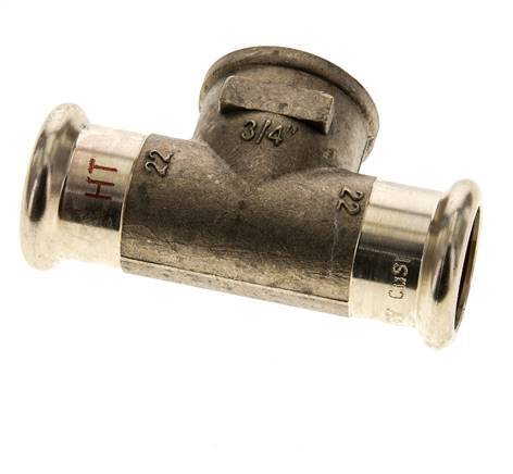 T-Pressfitting - 22mm Innengewinde & Rp 3/4'' Innengewinde - Kupferlegierung