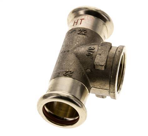 T-Pressfitting - 22mm Innengewinde & Rp 3/4'' Innengewinde - Kupferlegierung