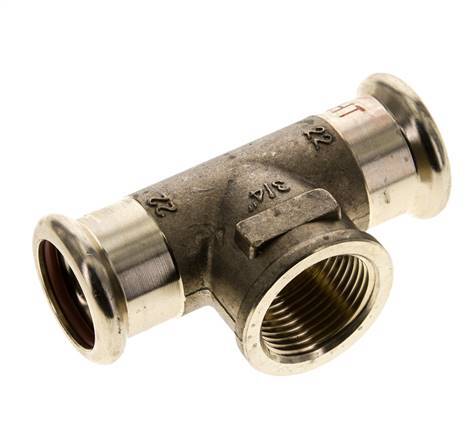 T-Pressfitting - 22mm Innengewinde & Rp 3/4'' Innengewinde - Kupferlegierung
