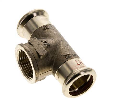 T-Pressfitting - 22mm Innengewinde & Rp 3/4'' Innengewinde - Kupferlegierung
