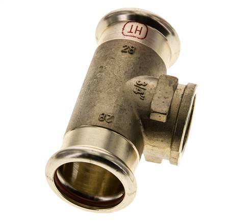T-Pressfitting - 28mm Innengewinde & Rp 3/4'' Innengewinde - Kupferlegierung
