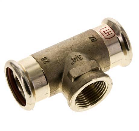 T-Pressfitting - 28mm Innengewinde & Rp 3/4'' Innengewinde - Kupferlegierung