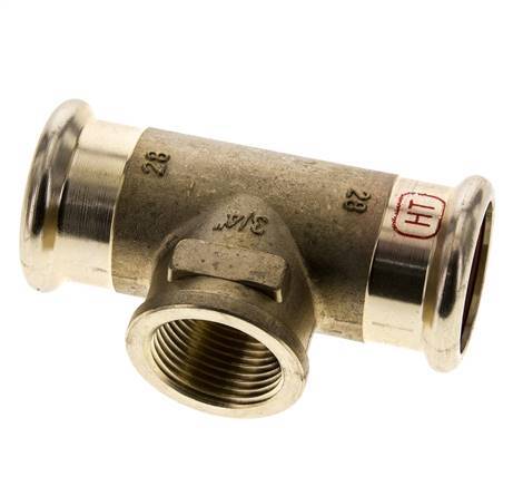T-Pressfitting - 28mm Innengewinde & Rp 3/4'' Innengewinde - Kupferlegierung