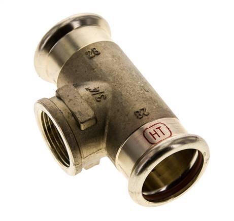 T-Pressfitting - 28mm Innengewinde & Rp 3/4'' Innengewinde - Kupferlegierung