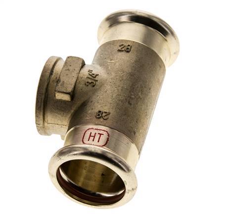 T-Pressfitting - 28mm Innengewinde & Rp 3/4'' Innengewinde - Kupferlegierung