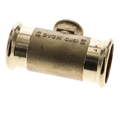 T-Pressfitting - 35mm Innengewinde & Rp 1/2'' Innengewinde - Kupferlegierung