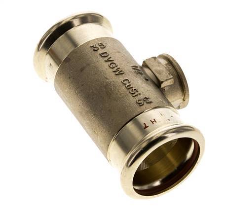 T-Pressfitting - 35mm Innengewinde & Rp 1/2'' Innengewinde - Kupferlegierung