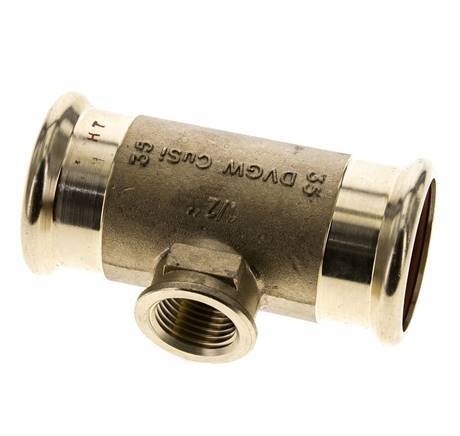 T-Pressfitting - 35mm Innengewinde & Rp 1/2'' Innengewinde - Kupferlegierung