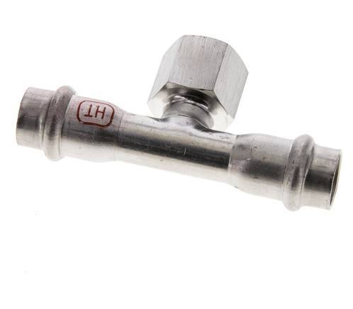T-Pressfitting - 15mm Innengewinde & Rp 1/2'' Innengewinde - Edelstahl