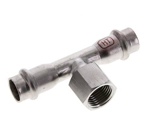T-Pressfitting - 15mm Innengewinde & Rp 1/2'' Innengewinde - Edelstahl