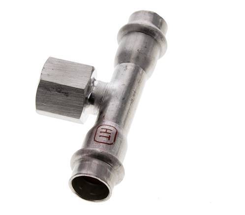 T-Pressfitting - 15mm Innengewinde & Rp 1/2'' Innengewinde - Edelstahl