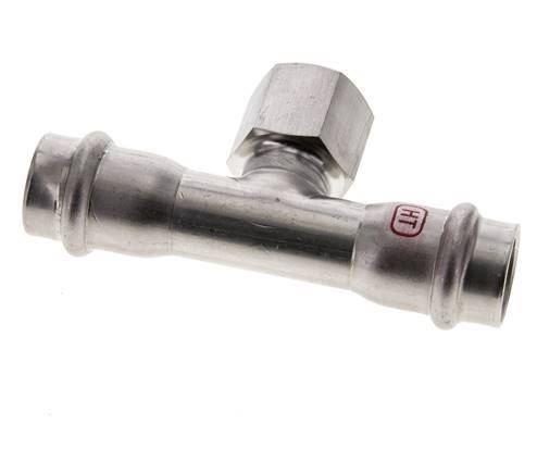 T-Pressfitting - 18mm Innengewinde & Rp 1/2'' Innengewinde - Edelstahl