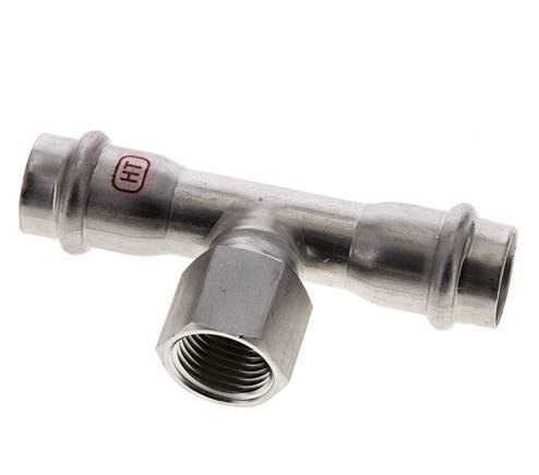 T-Pressfitting - 18mm Innengewinde & Rp 1/2'' Innengewinde - Edelstahl