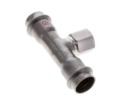 T-Pressfitting - 22mm Innengewinde & Rp 1/2'' Innengewinde - Edelstahl