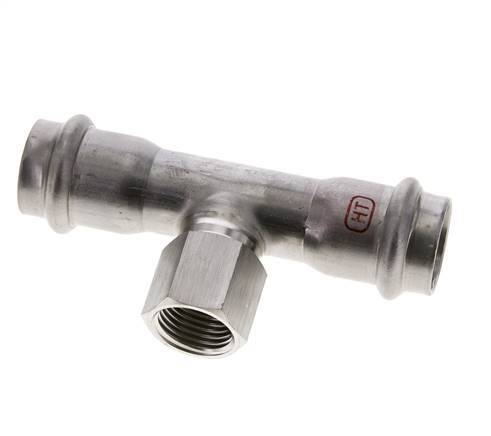 T-Pressfitting - 22mm Innengewinde & Rp 1/2'' Innengewinde - Edelstahl