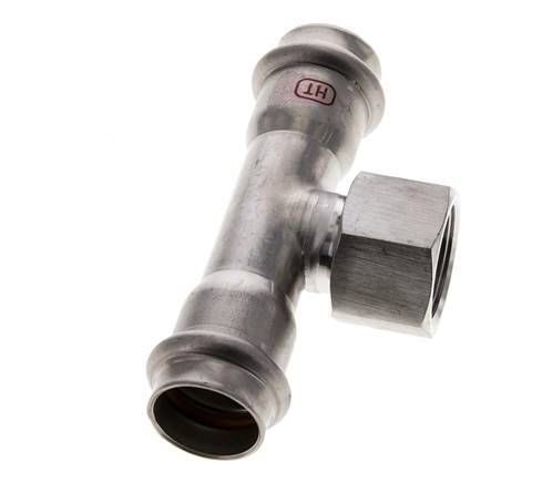 T-Pressfitting - 22mm Innengewinde & Rp 3/4'' Innengewinde - Edelstahl