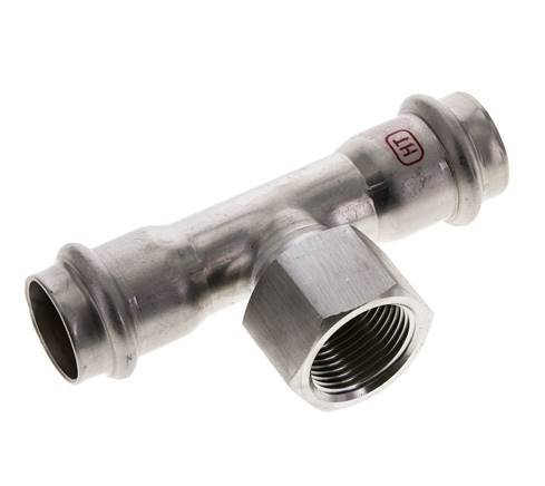 T-Pressfitting - 22mm Innengewinde & Rp 3/4'' Innengewinde - Edelstahl