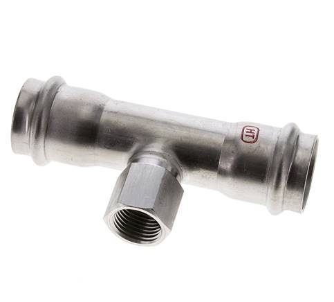 T-Pressfitting - 28mm Innengewinde & Rp 1/2'' Innengewinde - Edelstahl