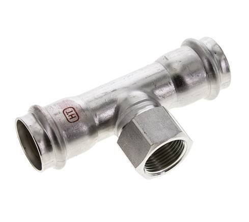 T-Pressfitting - 28mm Innengewinde & Rp 3/4'' Innengewinde - Edelstahl