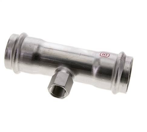 T-Pressfitting - 42mm Innengewinde & Rp 1/2'' Innengewinde - Edelstahl