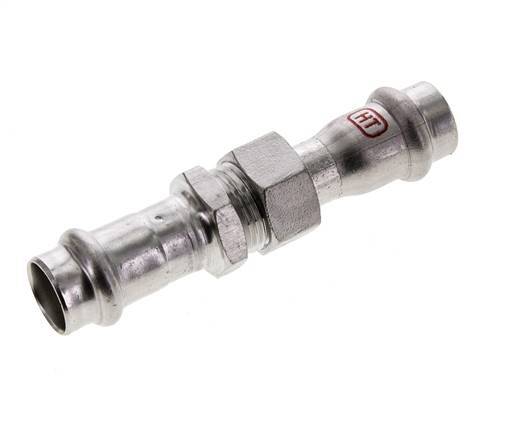 Union Press Fitting - 15mm Female - Stainless Steel Flat Sealing